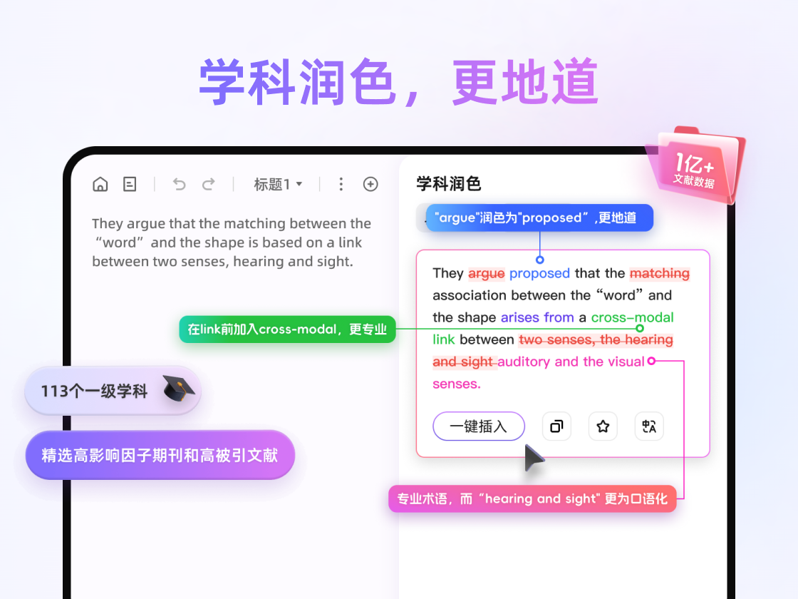 ②学科润色，更地道